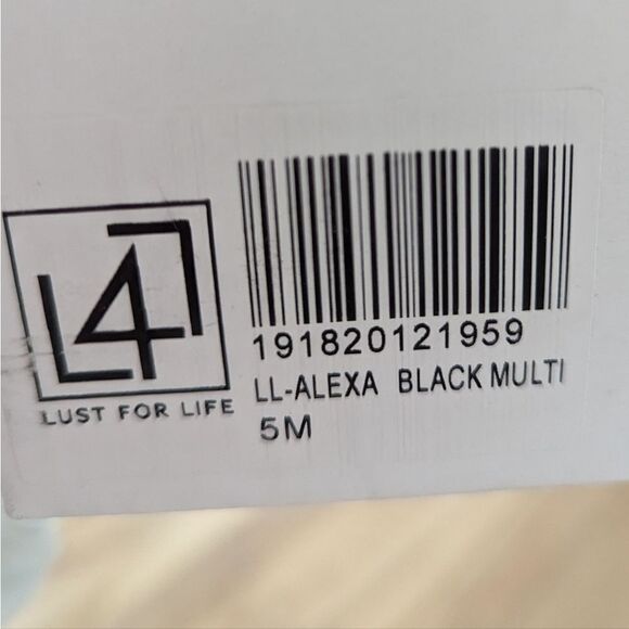 LULUS x L4 lust for life Alexa black and white abstract Chevron slides sandals - Picture 6 of 7